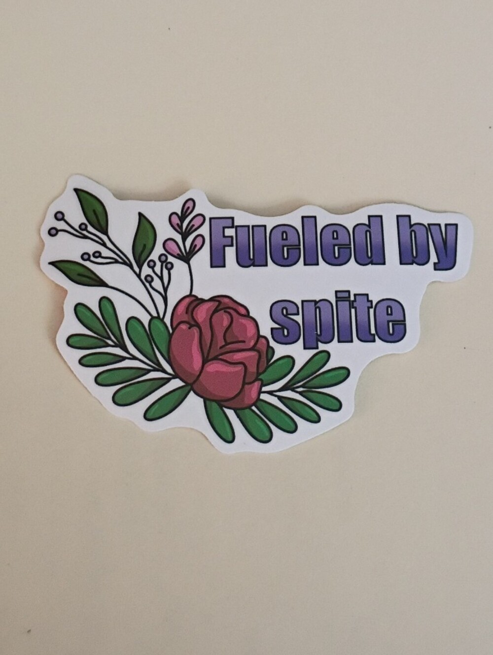 10/$10 Stickers - Fueled By Spite - Red Rose Green Leaves 2